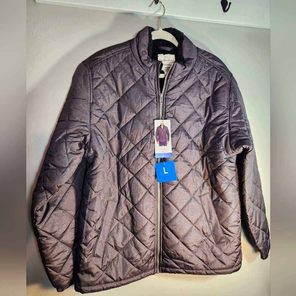 Original Weatherproof Vintage Faux Fur Lined NWT Quilted Jacket with Zipper Sz L